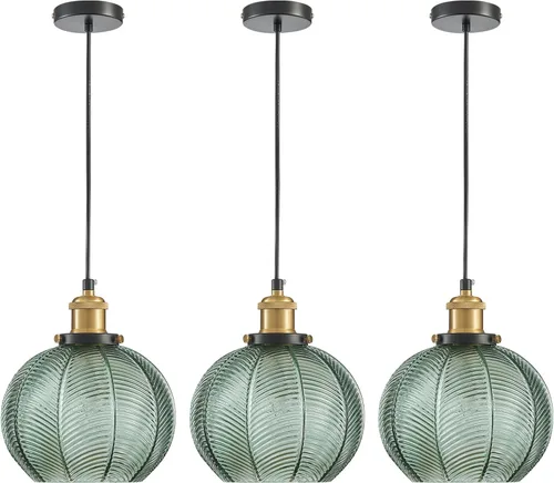 Miniatura 12 de Lámpara Colgante Vintage de 7.8 Pulgadas, Luces Colgantes de 1 Luz para Fregadero de Cocina con Vidrio Verde Soplado a Mano, Pequeña Lámpara
