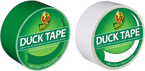 Duck Paquete de 2 cintas adhesivas de color para el día de San Patricio, color verde y blanco, 1.88 pulgadas x 20 yardas cada rollo, 40 yardas en
