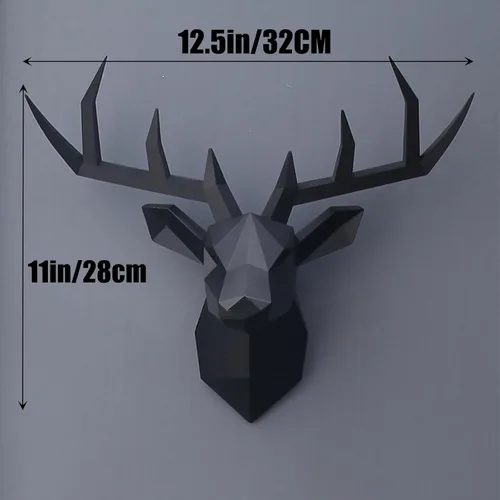 Miniatura 4 de XYQXYQ Escultura de pared de cabeza de ciervo negro,Arte moderno para colgar en la pared,Decoración de pared 3D,Decoración de cabeza animal