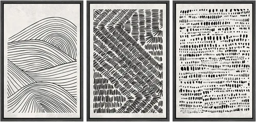Miniatura 519 de SIGNWIN Lienzo enmarcado para pared, arte con pinceladas de flujo neutro en tonos beige abstractos, ilustraciones, arte moderno, decorativo