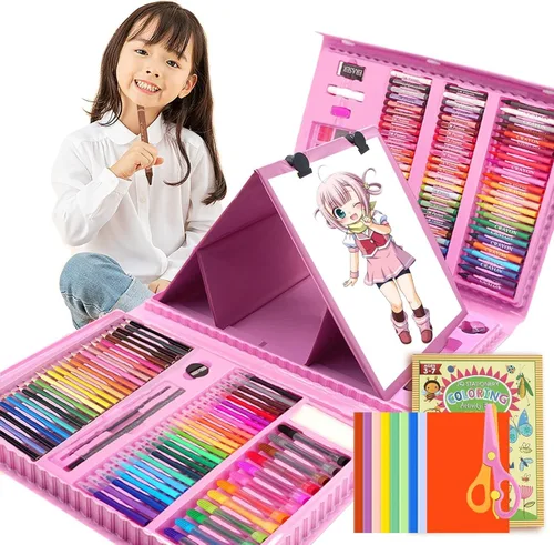 Miniatura 12 de 297 piezas de suministros de arte, kit de arte de dibujo para niños, niñas, niños, adolescentes, artista, estuche de conjunto de arte con caballete