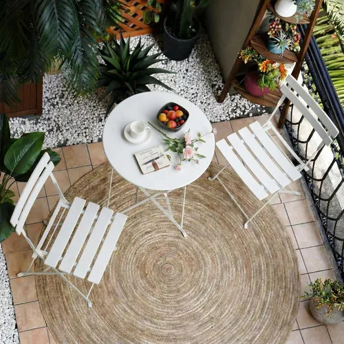 Miniatura 14 de Grand patio Juego de bistró plegable de 3 piezas, 2 sillas y 1 mesa, resistente a la intemperie para exteriores e interiores, juego de conversación