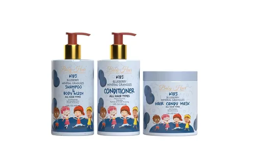 Baby Hair - Juego de champú/gel de baño para niños pequeños, acondicionador y mascarilla para el cabello, champú y acondicionador sin sulfato con