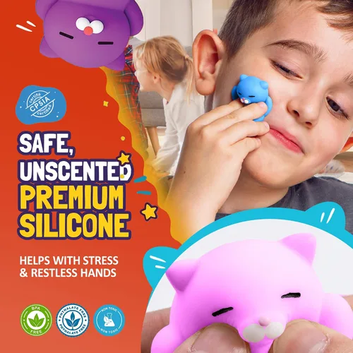 Miniatura 5 de Nutty Toys Juego de Gatos Suaves - Gatitos Kawaii de Silicona Suave de 2", Juguete Principal para Alivio del Estrés 2025 Regalos Únicos