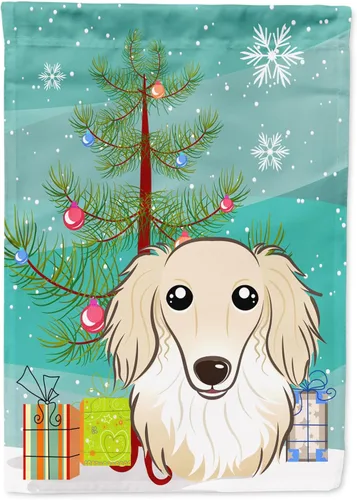 Miniatura 47 de Caroline's Treasures BB1622CHF - Bandera de casa Shih Tzu con árbol de Navidad y gris plateado para porche, grande, para colgar en la pared