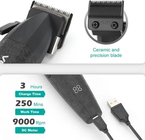 Miniatura 5 de VGR 640 Cortapelos Profesionales para Hombres, Cortapelos y Recortadoras Inalámbricas de Barbero de 9000RPM, Kit de Corte de Cabello con Cuchilla