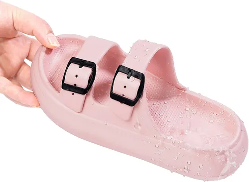 Miniatura 6 de KVbabby Sandalias de nube para niños, doble hebilla ajustable, sandalias para niñas y niños, suela gruesa, cojín de ducha antideslizante