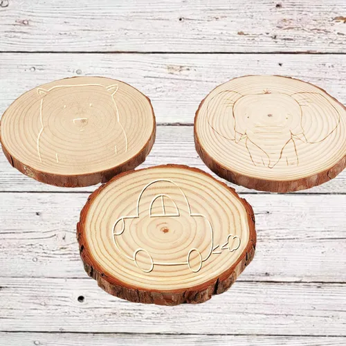 Miniatura 5 de 12 piezas de rebanadas de madera de 6.3 a 6.7 pulgadas para manualidades, rondas de madera sin terminar con corteza, discos redondos de madera