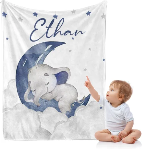 Miniatura 21 de J&SBGFT Manta de bebé personalizada para niños, personalizada con nombre, manta de recepción para niños pequeños, niños, cuna, cochecito, decoración