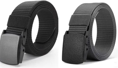 Miniatura 11 de Cinturón táctico para hombre, correa de nailon con hebilla de plástico de liberación rápida, cinturón de utilidad extra largo de 50 pulgadas