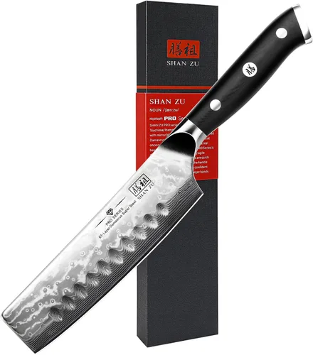 Miniatura 10 de Cuchillo de pan SHAN ZU de 8 pulgadas, cuchillo japonés de acero de Damasco con hoja ondulada serrada, cuchillo profesional afilado de acero super