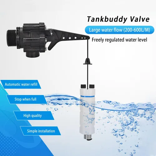 Miniatura 3 de Válvula Tankbuddy de 3/4 pulgadas, válvula de flotador de descarga de agua grande de alto caudal, doble nivel de agua y nivel de agua ajustable