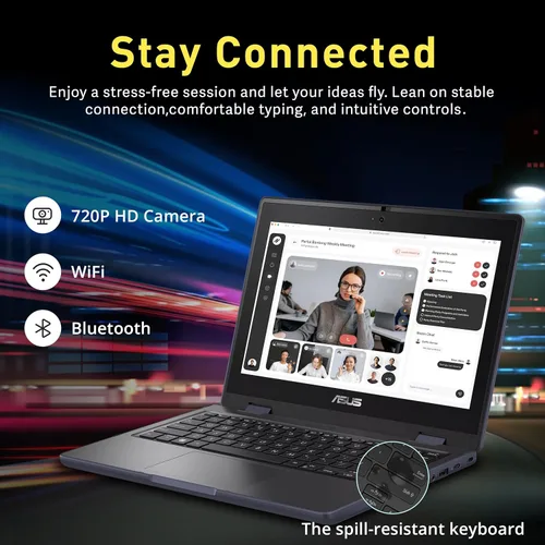 Miniatura 5 de ASUS BR1102FGA 11.6" 2-en-1 Laptop táctil resistente a golpes y derrames, Intel Celeron N100, 4GB RAM, 288GB de almacenamiento