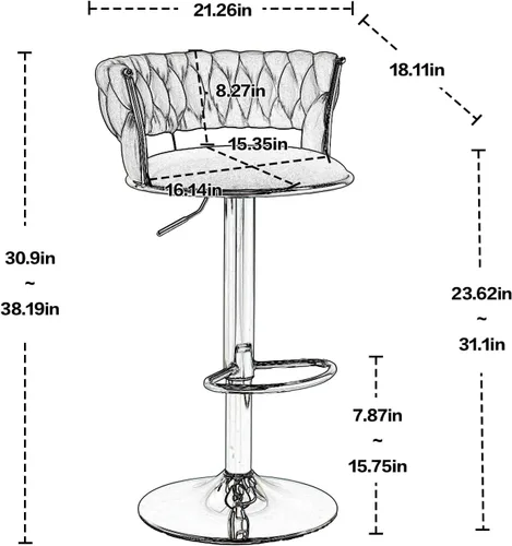 Miniatura 3 de Juego de 3 taburetes de bar verde esmeralda, modernos taburetes de bar giratorios de 360° con base plateada, sillas de bar de terciopelo, taburete