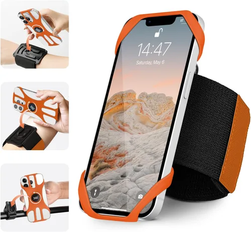 Miniatura 7 de Brazalete deportivo 3 en 1 + pulsera+soporte para teléfono de bicicleta, rotación de 360° y desmontable compatible con teléfono celular de 4.5-7