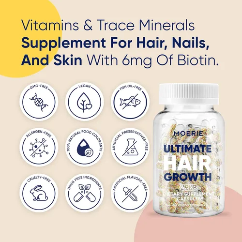 Miniatura 2 de Moerie Ultimate Hair Boost Supplements para mujeres y hombres, vitaminas para el cabello, la piel, las uñas, con biotina y minerales para la salud