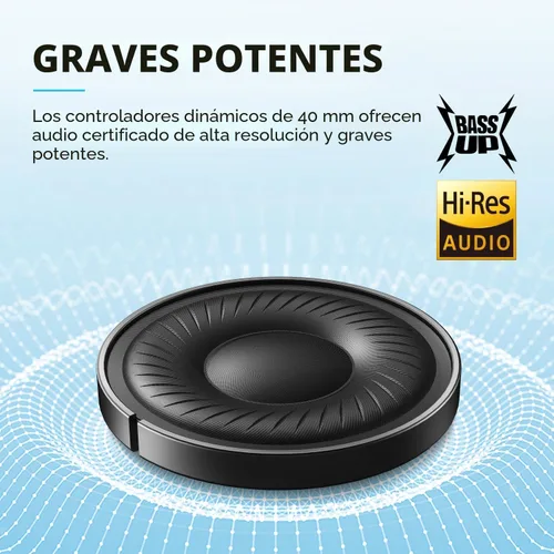 Miniatura 3 de Soundcore by Anker Q20i Auriculares híbridos con cancelación activa de ruido, Bluetooth inalámbrico supraaurales, 40H de reproducción prolongada