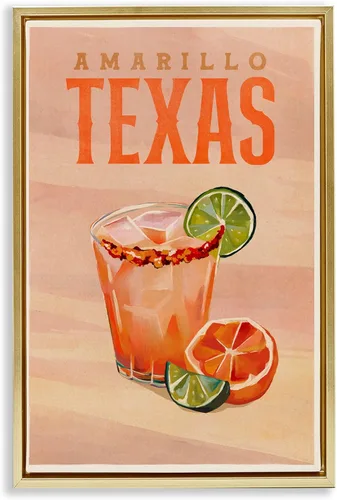 Miniatura 10 de Stupell Industries Amarillo Texas Cocktail Framed Floater Canvas Wall Art Design by The Whiskey Ginger, Brown Floater Frame, 21 x 31