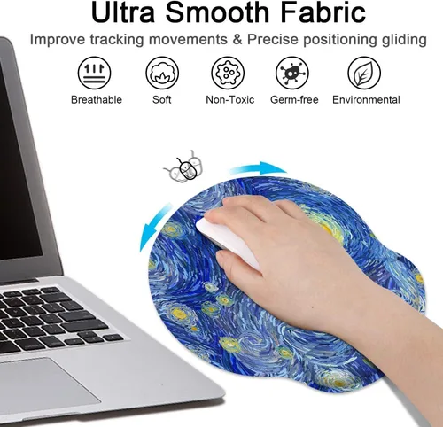 Miniatura 4 de Britimes Juego de alfombrillas ergonómicas para mouse con reposamuñecas, cielo nocturno abstracto, base de goma antideslizante, soporte para muñeca