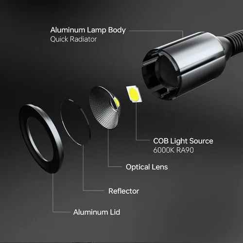 Miniatura 7 de Luz de trabajo magnética LED, lámpara de trabajo de cuello de cisne flexible de 1420 lúmenes de 20 pulgadas con base magnética fuerte para máquinas