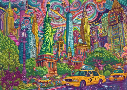 Rompecabezas de 1000 piezas para adultos, rompecabezas imposibles, difíciles, desafiantes para adultos, colección de ciudades (Mystical Manhattan)