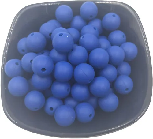 Miniatura 19 de Cuentas de perlas de silicona focales para bolígrafo, 100 cuentas redondas de silicona sueltas de 0.59 pulgadas a granel para llavero, mamá mujer