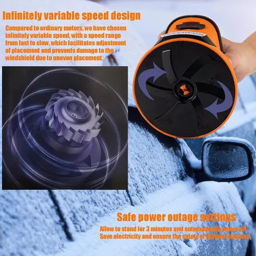 Miniatura 3 de YEECOPON Rascador de hielo eléctrico 3 en 1 para automóviles y hogar - Descongelador de mano inalámbrico, limpiador y pulidor, motor de 500 RPM