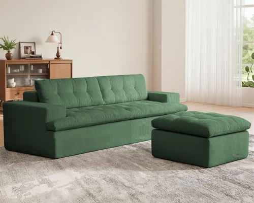 Miniatura 7 de Sofá Seccional Cloud Sin Estructura con Otomana, Sofá Modular en Forma de L con Cojín de Capas, Sofás Cómodos y Esponjosos para Sala de Estar, Sin