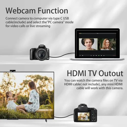 Miniatura 6 de Cámara digital 4K para fotografía y video, cámara de zoom óptico 12X con pantalla abatible, pantalla táctil WiFi de 64 MP con flash, tarjeta de 64