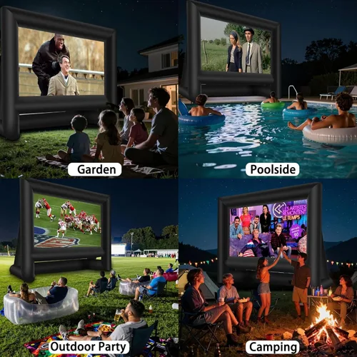 Miniatura 4 de Pantalla de cine inflable de 20 pies para cine al aire libre, pantalla de proyección con bolsa de transporte soplador para proyección frontal