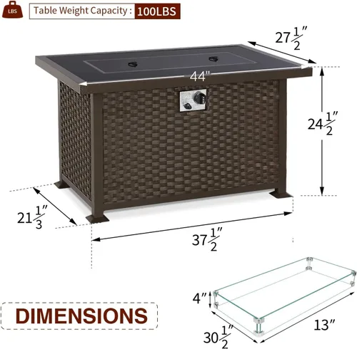 Miniatura 2 de U-MAX - Mesa para fogata a gas propano de 44 pulgadas para uso al aire libre