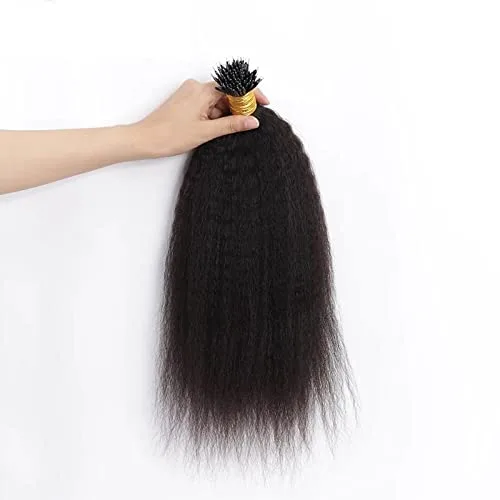Miniatura 3 de Extensión de cabello humano lacio tipo afro con nano anillo, preunido, cabello Remy brasileño microlink grueso Yaki Nano Ring I Tip extensiones