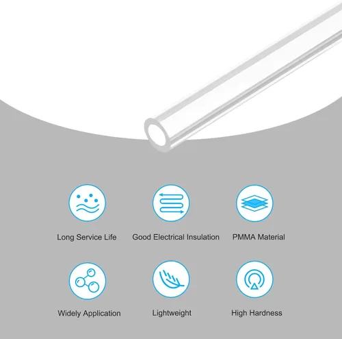 Miniatura 3 de MECCANIXITY Tubo de tubo acrílico transparente rígido redondo de 5 mm (3/16 pulg) ID 8 mm (5/16 pulg) OD 6" para lámparas y linternas, sistema