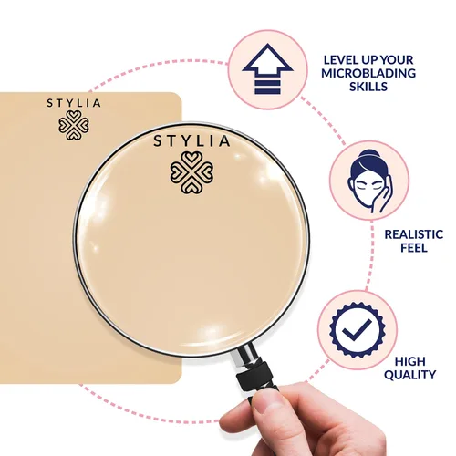 Miniatura 3 de Stylia Hoja de piel falsa de práctica de Microblading para tatuaje de cejas, piel falsa para tatuaje, aguja de micro cuchillas, maquillaje de cejas