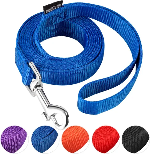Miniatura 21 de AMAGOOD 6 pies de correas para cachorros/perros, correa de estilo tradicional resistente con gancho de cuello fácil de usar, correa para perros Negro