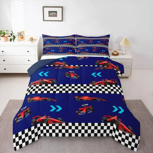 Miniatura 18 de Feelyou Juego de ropa de cama de camión de bomberos, edredón de coche de bomberos y policía para decoración de habitación de niños, tamaño Multi D05