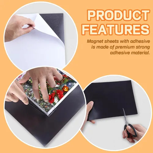 Miniatura 4 de Hojas magnéticas de 8.5 x 11 pulgadas, paquete de 10 hojas magnéticas flexibles con respaldo adhesivo para manualidades e imanes de fotos, adecuadas