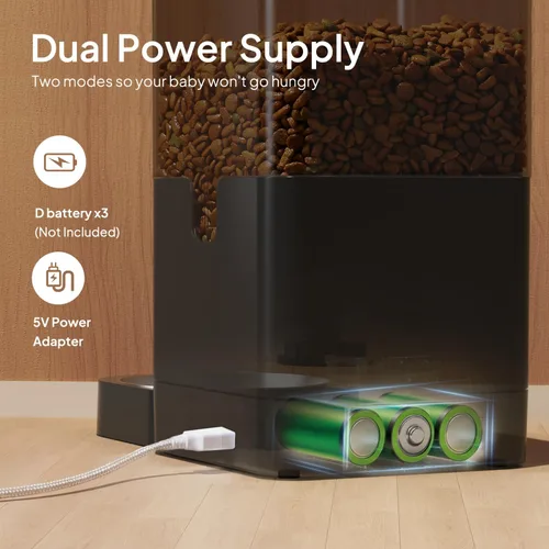 Miniatura 5 de VOLUAS Comederos automáticos para gatos, dispensador de alimentos secos para mascotas con temporizador, comederos automáticos para gatos con bolsa