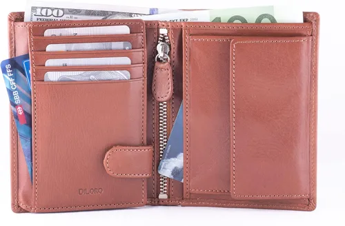 Miniatura 3 de Billetera de cuero para hombre con cierre de moneda con cierre RFID, Bugatti Bronceado, Cartera de cuero para hombre de tamaño completo