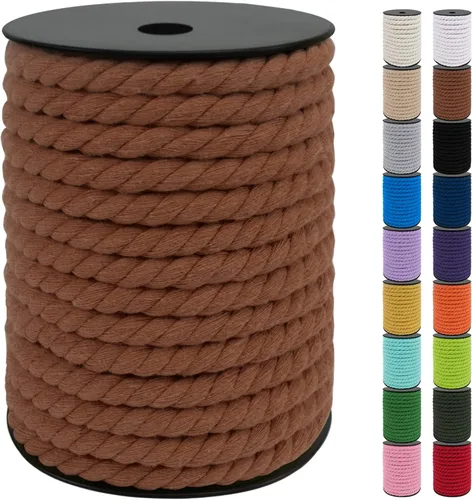 Miniatura 29 de JeogYong Cordón de macramé de 8mm, cuerda de lana de macramé de algodón natural de 131 pies, cordón de algodón trenzado de 3 hebras, hilo de macramé