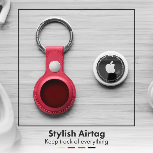 Miniatura 6 de Paquete de 4 llaveros de cuero compatibles con Apple AirTag – Fundas protectoras AirTag de alta calidad con llaveros de metal para llaves, bolsos