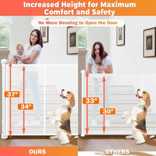 Miniatura 2 de Puerta retráctil extra ancha de 120 pulgadas para bebé, puerta de malla larga para mascotas para apertura grande, puerta de seguridad infantil extra