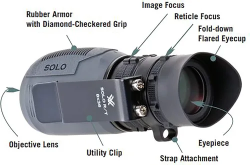 Miniatura 5 de Vortex Optics Solo R/T monocular táctico con retícula de rango para MRAD MRAD Based Ranging Reticle, Utility Clip, Adjustable Eyecup, Fogproof