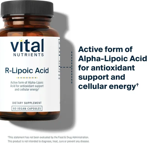 Miniatura 5 de Vital Nutrients Ácido R-lipoico – Antioxidante activo de ácido alfa-lipoico – Suplemento ALA para metabolismo saludable y energía – Gluten, lácteos