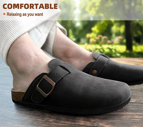 Miniatura 6 de BULLIANT Zuecos pantuflas sandalias de enfermería zapatos de trabajo para hombres y mujeres, parte superior con forro polar + plantilla de corcho