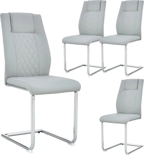Miniatura 28 de Sillas De Comedor - Juego de 4 sillas de comedor modernas para cocina, con asiento tapizado de piel sintética, patas de metal con respaldo alto