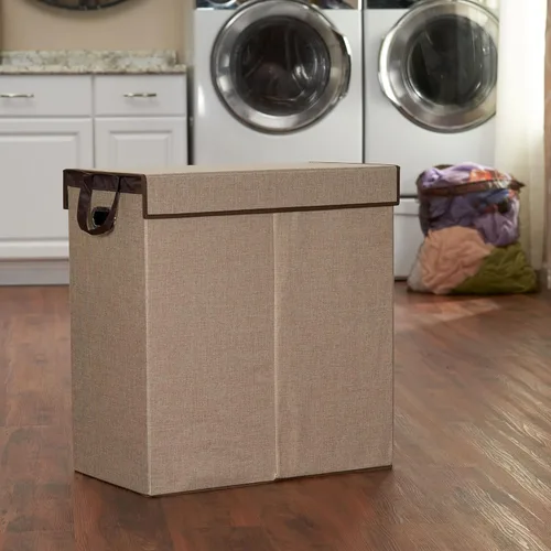 Miniatura 2 de Household Essentials Cesta doble para ropa sucia con tapa y asas de ojales, clasificador de arena del desierto