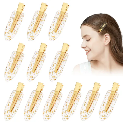 Miniatura 13 de 9 piezas de pinzas para el pelo sin dobleces, pinzas para rizos sin arrugas con diseño de cuadros, resina acrílica plana para peinado, barrette