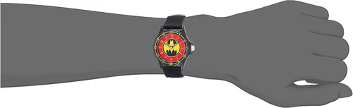 Miniatura 2 de Accutime Reloj analógico de cuarzo Batman para niños, niñas y adultos de todas las edades, Cara roja y correa negra, Batman Reloj de pulsera