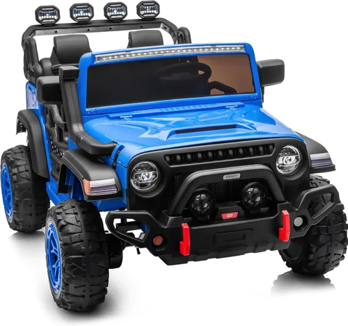 Hikiddo - Auto eléctrico de paseo de 2 plazas, juguete de 12 V para niños de 4 a 8 años con control remoto, neumáticos EVA - Azul